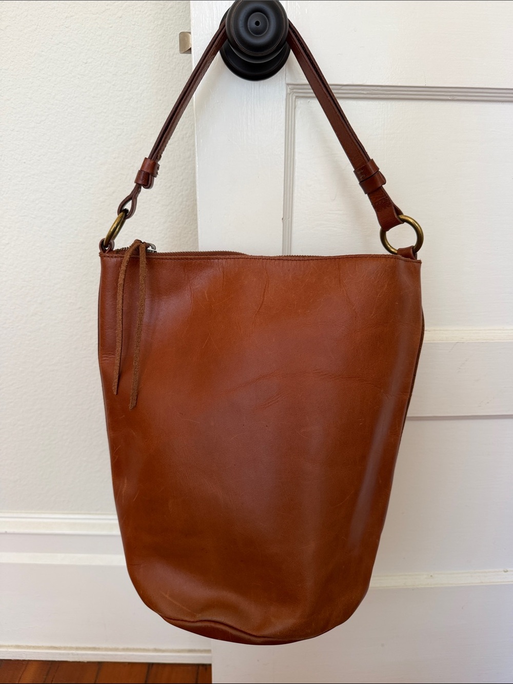 Madewell Brown Leather Shoulder Bucket Bag